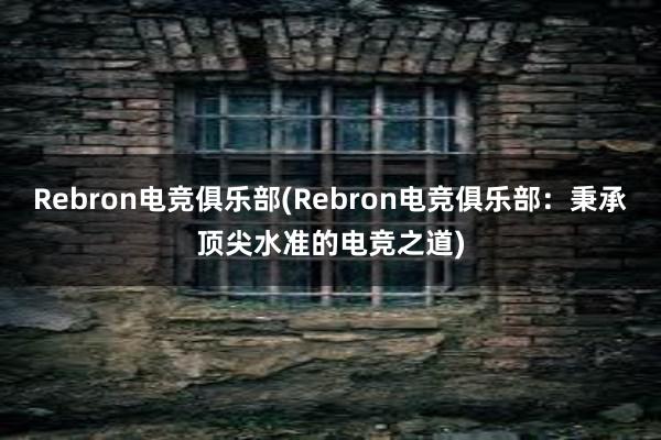 Rebron电竞俱乐部(Rebron电竞俱乐部：秉承顶尖水准的电竞之道)