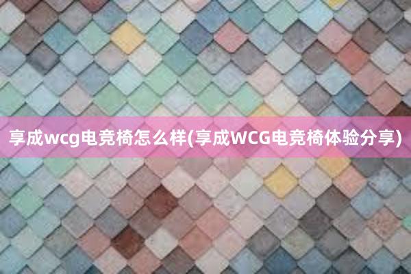 享成wcg电竞椅怎么样(享成WCG电竞椅体验分享)