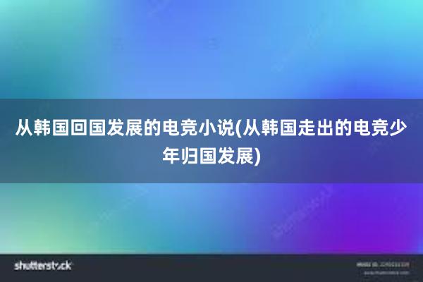 从韩国回国发展的电竞小说(从韩国走出的电竞少年归国发展)