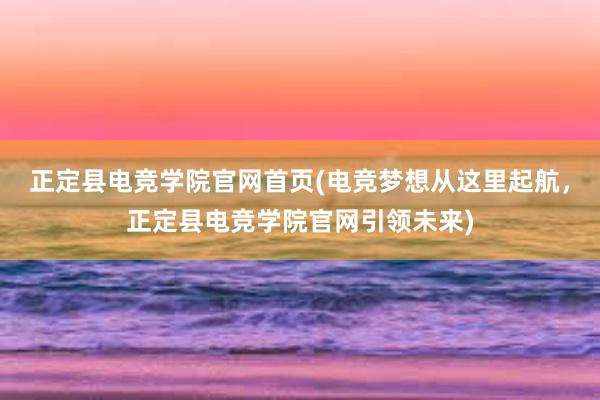 正定县电竞学院官网首页(电竞梦想从这里起航，正定县电竞学院官网引领未来)