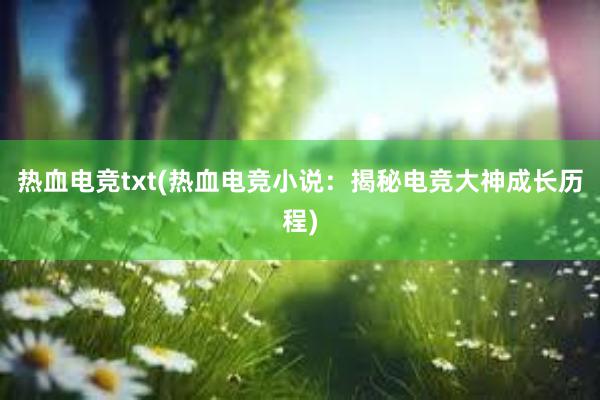 热血电竞txt(热血电竞小说：揭秘电竞大神成长历程)