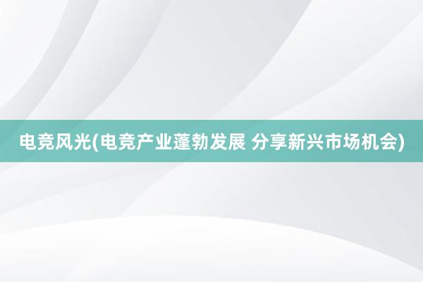 电竞风光(电竞产业蓬勃发展 分享新兴市场机会)