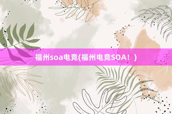 福州soa电竞(福州电竞SOA！)