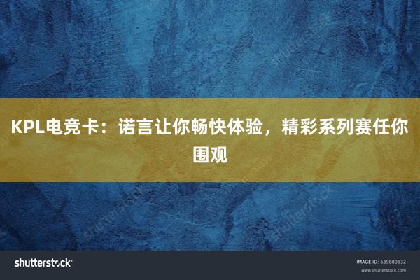 KPL电竞卡：诺言让你畅快体验，精彩系列赛任你围观