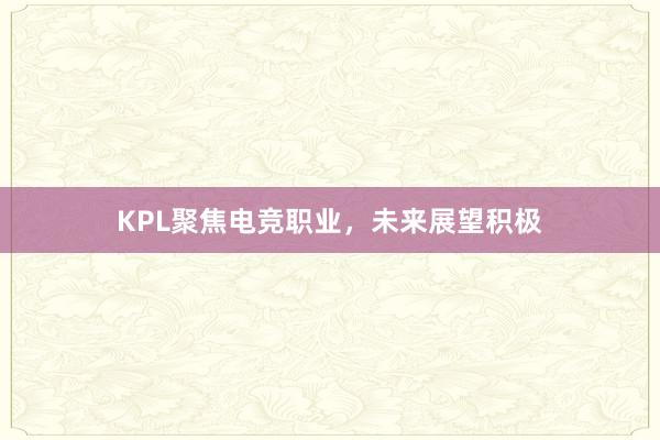 KPL聚焦电竞职业，未来展望积极