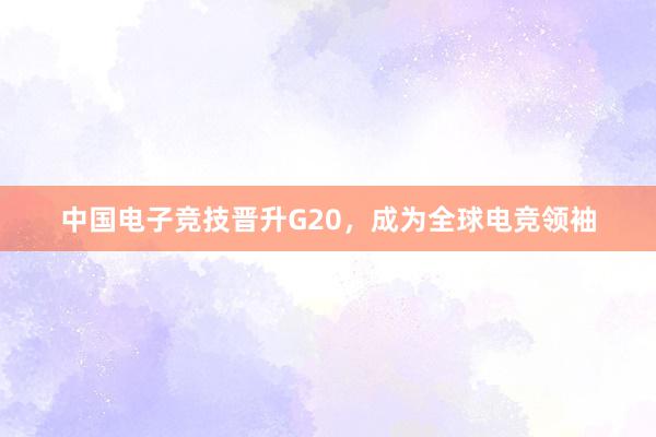 中国电子竞技晋升G20，成为全球电竞领袖