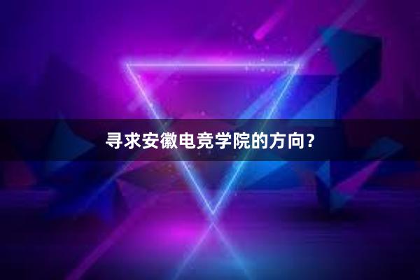 寻求安徽电竞学院的方向？