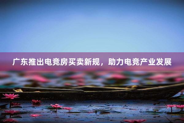 广东推出电竞房买卖新规，助力电竞产业发展