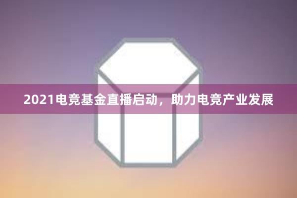 2021电竞基金直播启动，助力电竞产业发展