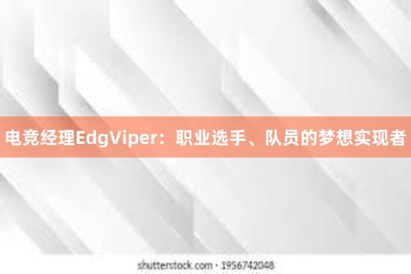 电竞经理EdgViper：职业选手、队员的梦想实现者