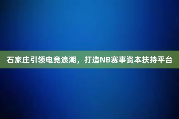 石家庄引领电竞浪潮，打造NB赛事资本扶持平台